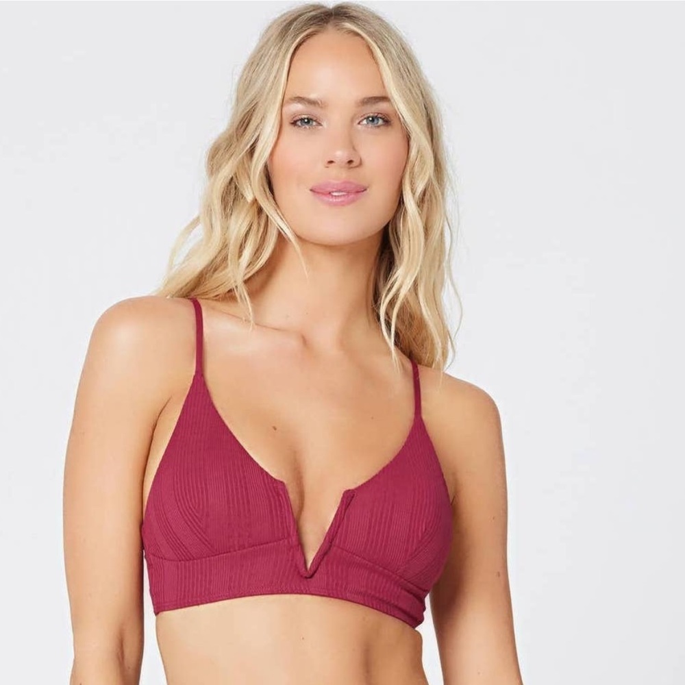 NWT L*SPACE Pointelle Rib Siren Bikini Top
